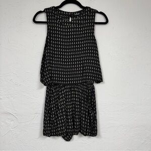 Lulus Black White Printed Tiered Romper Womens S Beachy Casual Summer Sleeveless